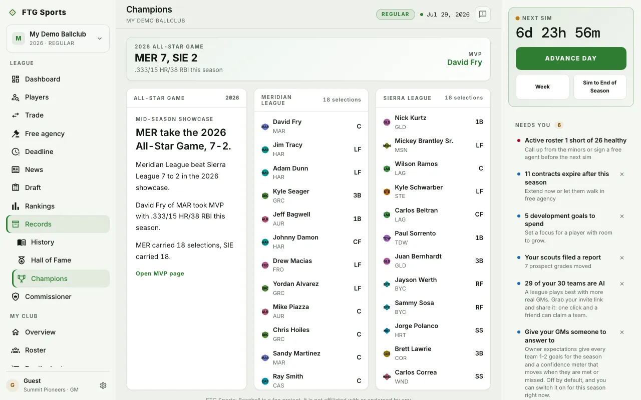 All-Star game screen
