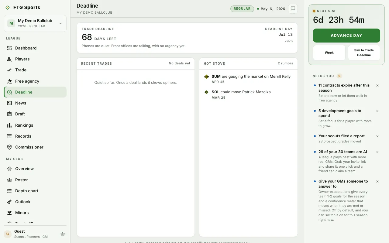 Deadline screen