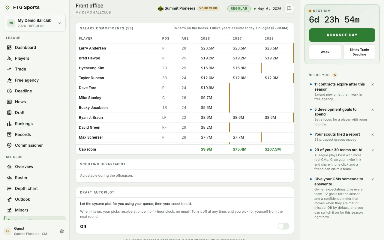 Front office screen