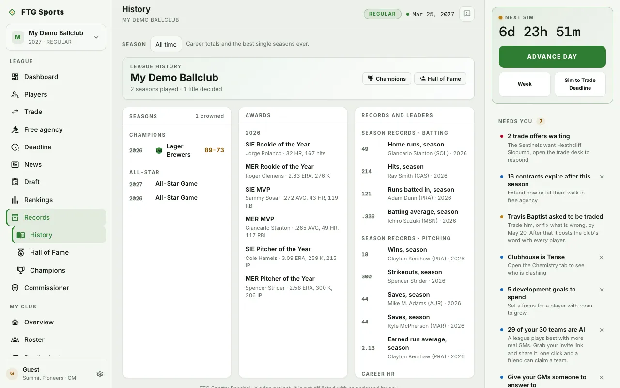 History screen