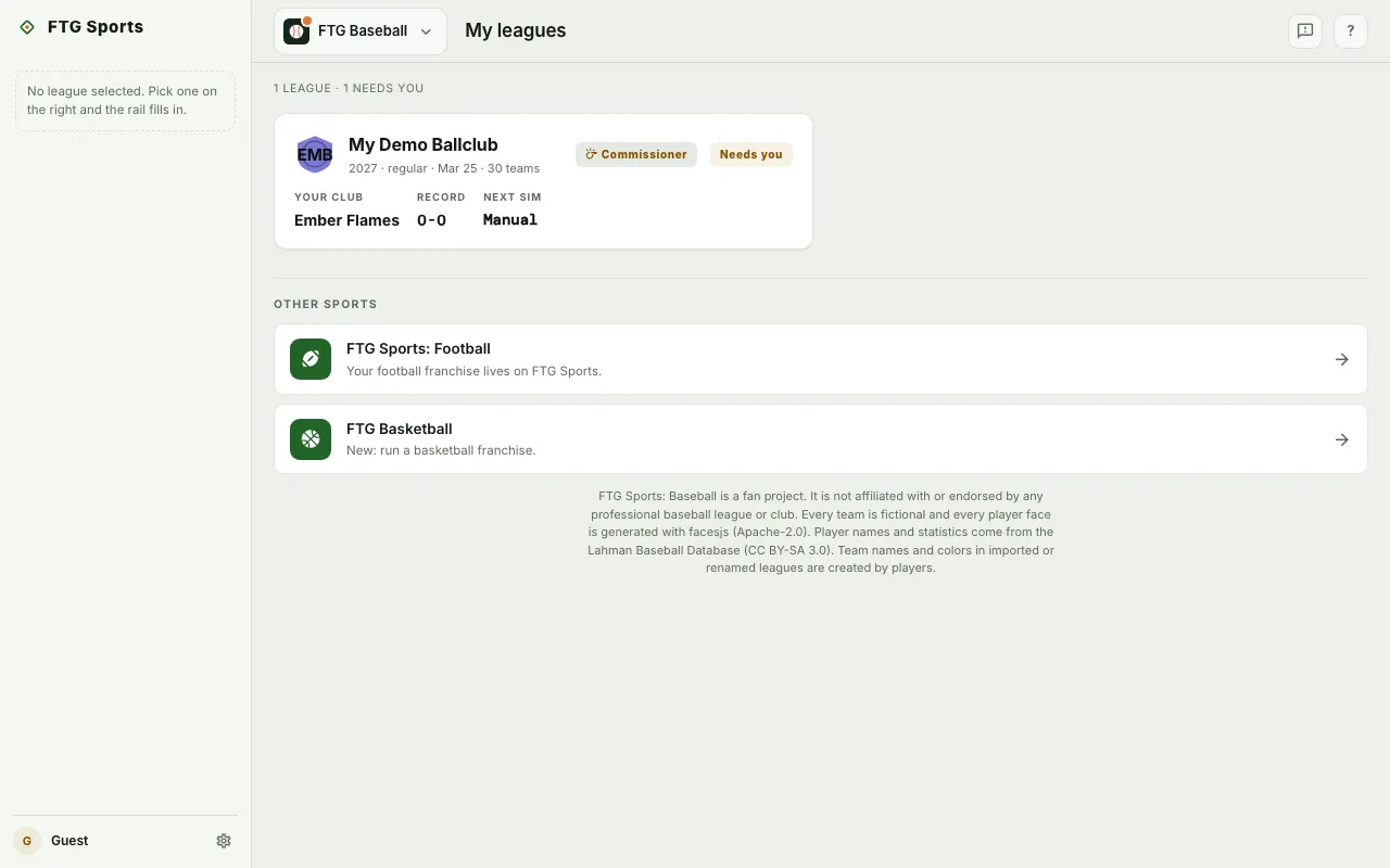 Leagues screen