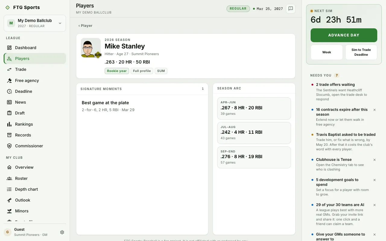Player season retrospective screen
