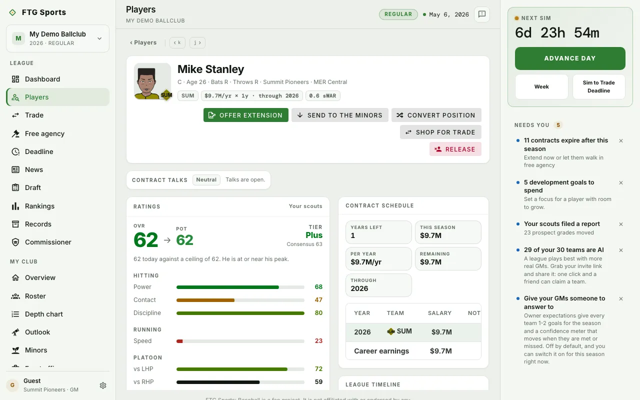 Player screen