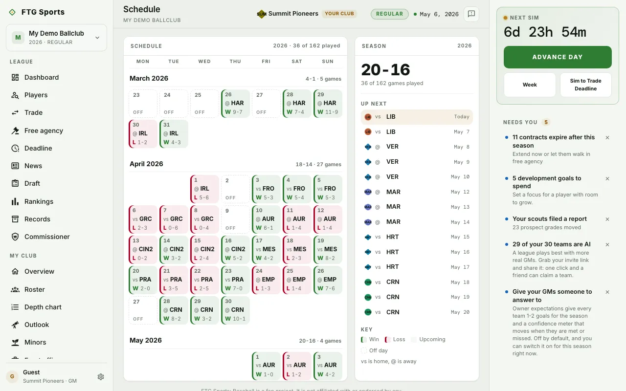 Schedule screen