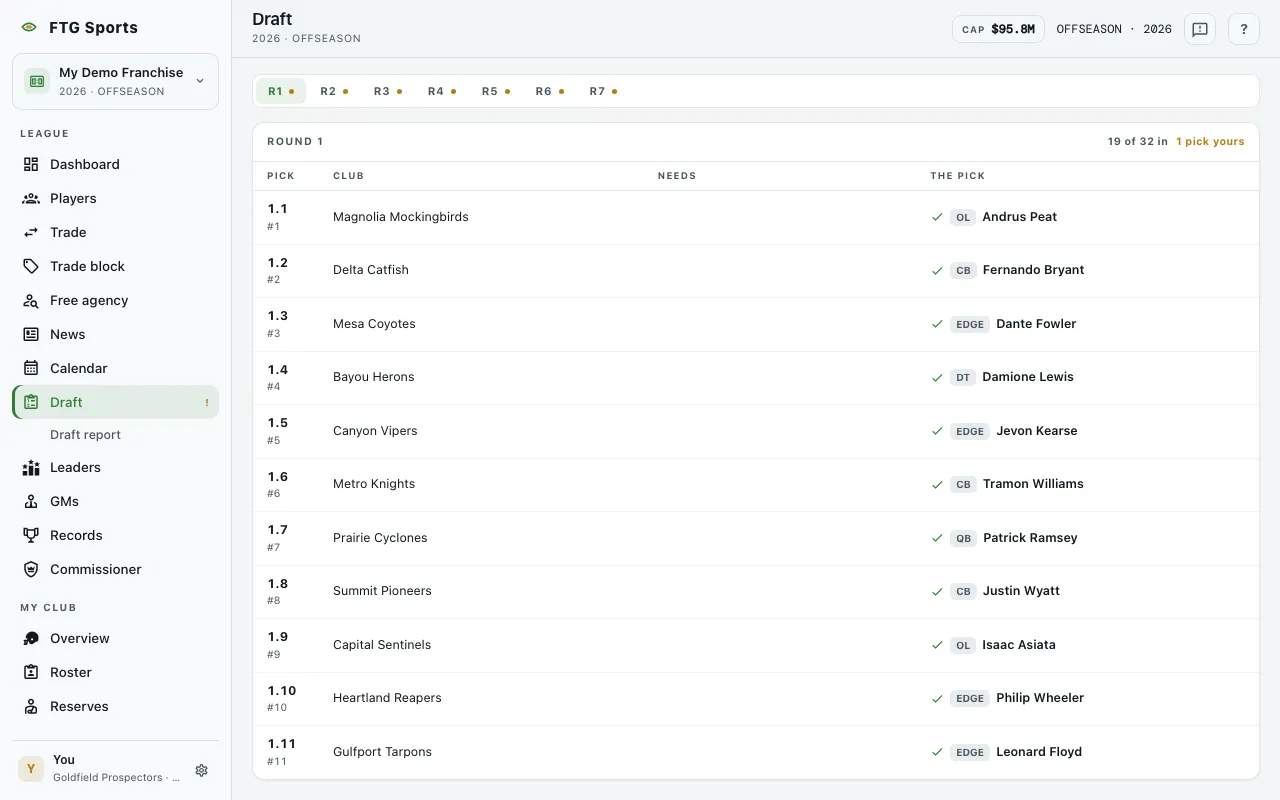 Draft order screen
