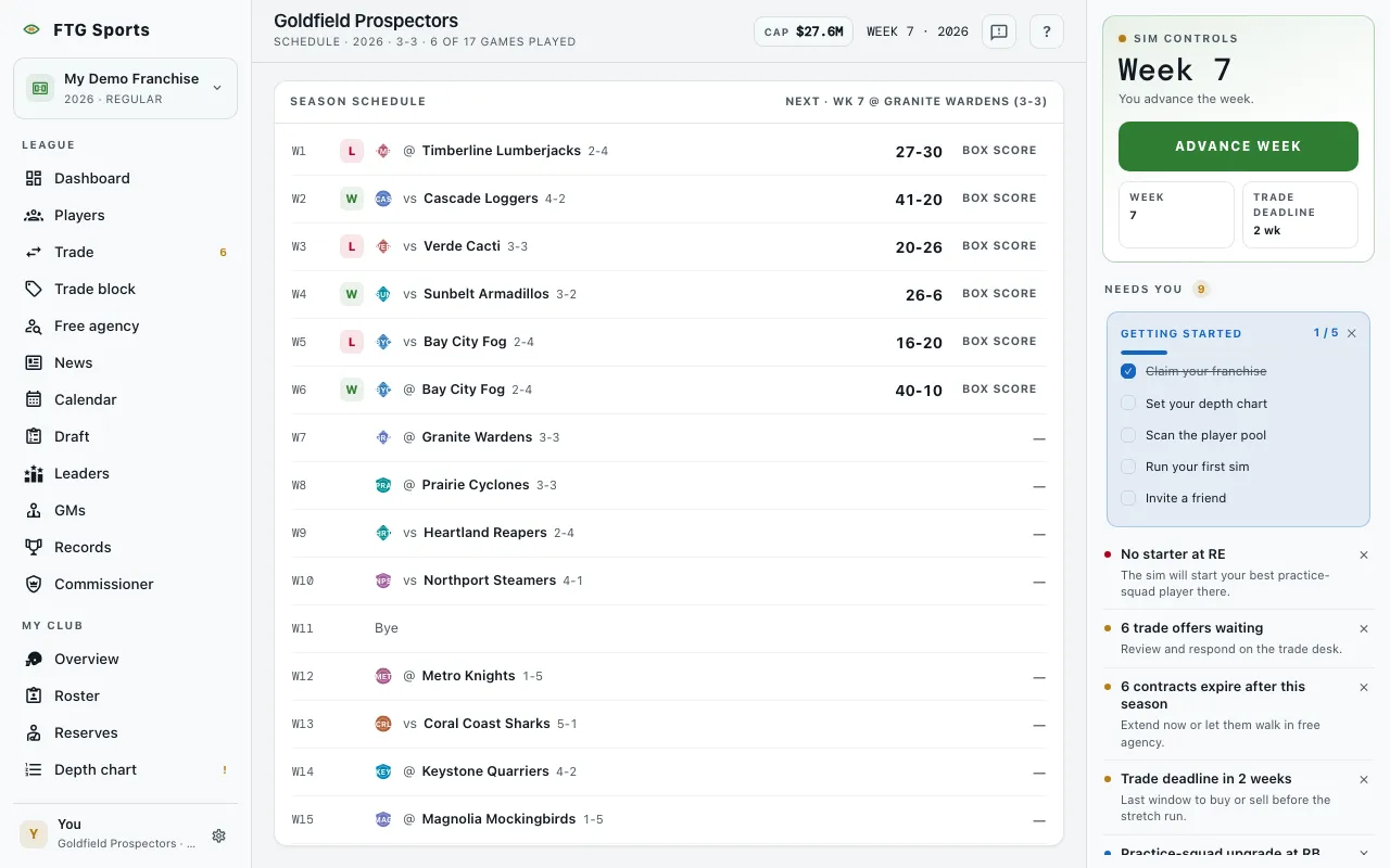 Schedule screen